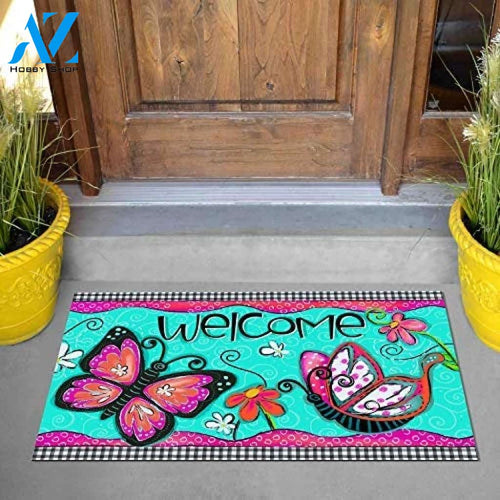 Welcome Butterfly Doormat Welcome Mat Housewarming Gift Home Decor Funny Doormat Gift For Butterfly Lovers Gift For Friend Birthday Gift