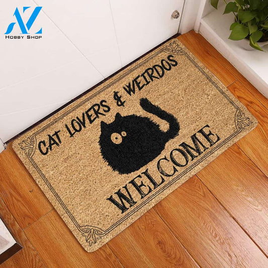 Welcome Cat Lovers & Weirdos Doormat Welcome Mat House Warming Gift Home Decor Gift for Cat Lovers Funny Doormat Gift Idea