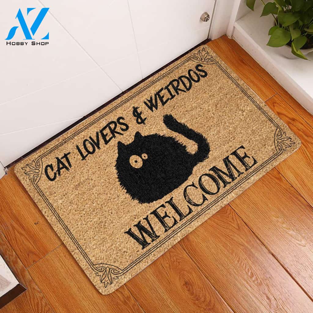 Welcome Cat Lovers & Weirdos Doormat Welcome Mat House Warming Gift Home Decor Gift for Cat Lovers Funny Doormat Gift Idea