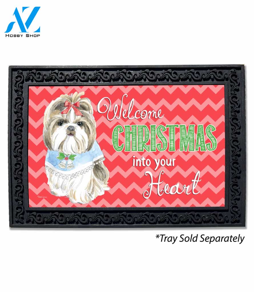Welcome Christmas Shih Tzu Doormat - 18" x 30"
