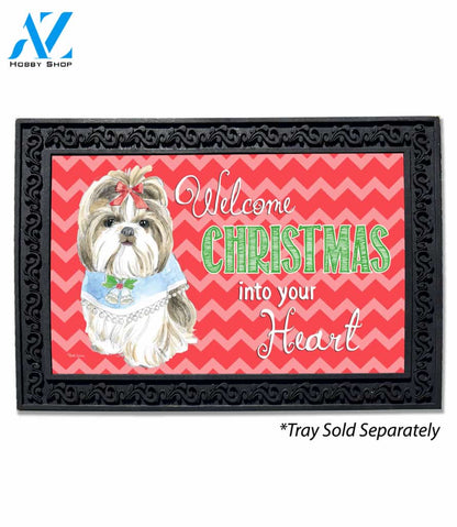 Welcome Christmas Shih Tzu Doormat - 18" x 30"