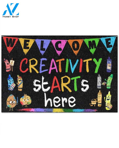 Welcome Creativity Starts Here Doormat Indoor And Outdoor Mat Entrance Rug Sweet Home Decor Housewarming Gift Gift For Classroom Friend Family Stem Feminist