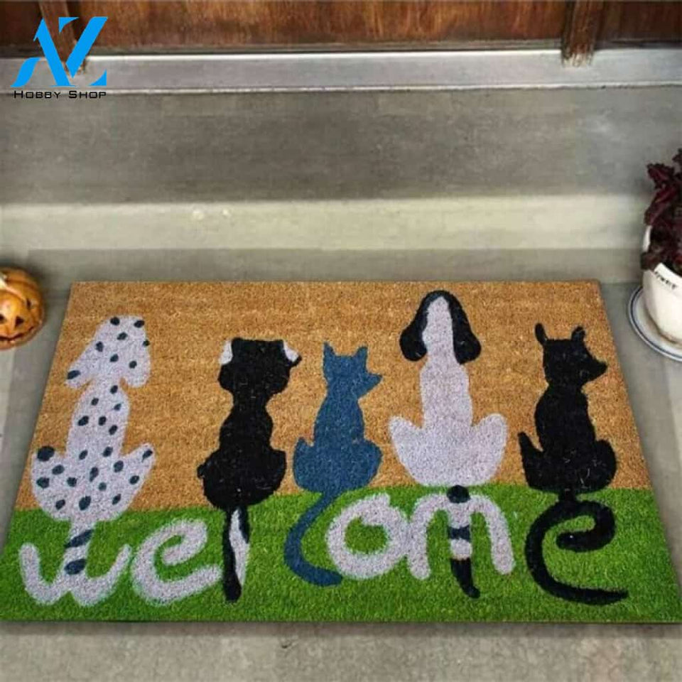 Welcome Dog Coir Pattern Print Doormat | Welcome Mat | House Warming Gift