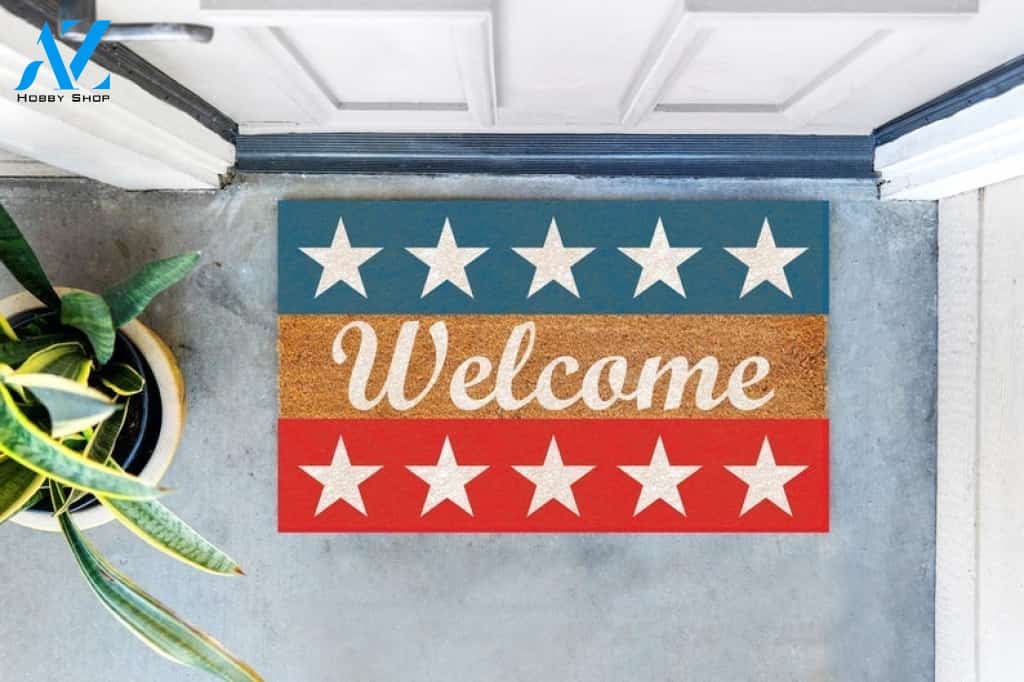 Welcome Doormat Americana Themed Doormat Welcome Mat House Warming Gift Home Decor Funny Doormat Gift Idea