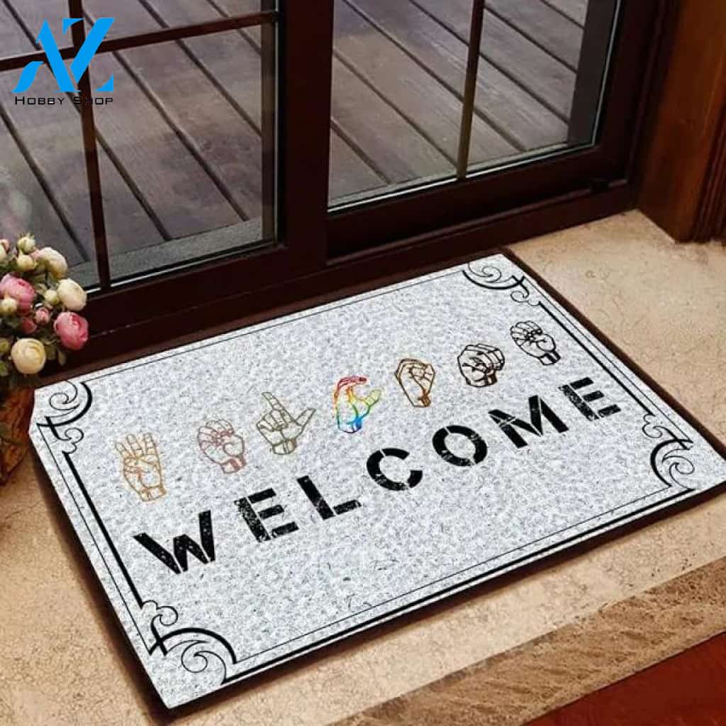 Welcome Doormat, Cute LGBT Doormat, Diversity Hands, Inclusion & Kindness Welcome Doormat, Kindness Doormat, Front Door Mat Gift