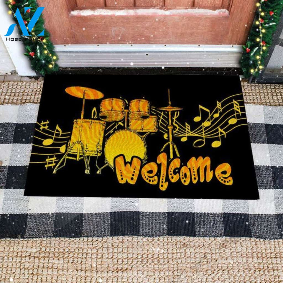 Welcome Drums Doormat Welcome Mat Housewarming Gift Home Decor Funny Doormat Gift Idea For Drummer Gift For Friend