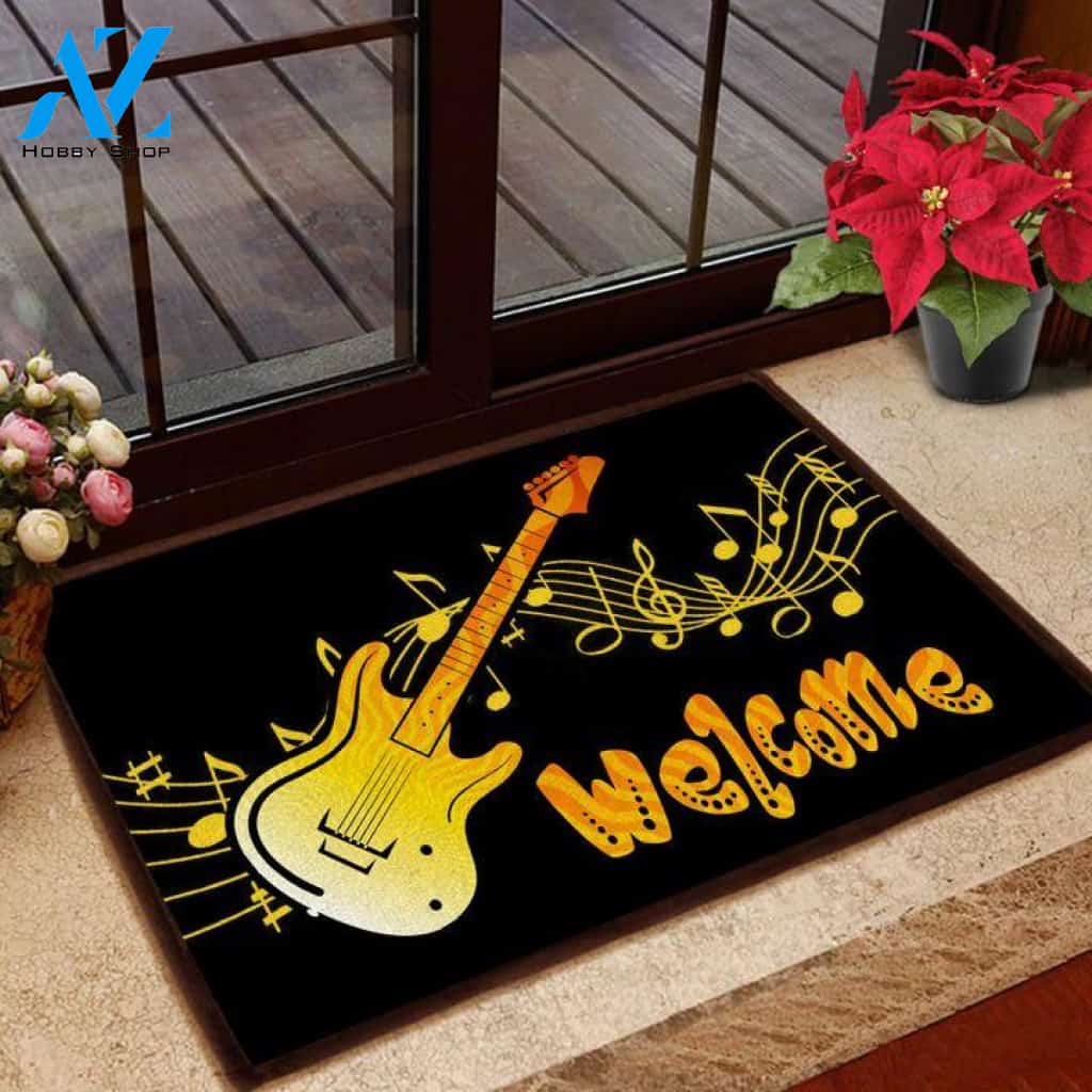 Welcome Electric Guitar Doormat Welcome Mat Housewarming Gift Home Decor Funny Doormat Gift Idea For Electric Guitar Lovers Gift For Friend