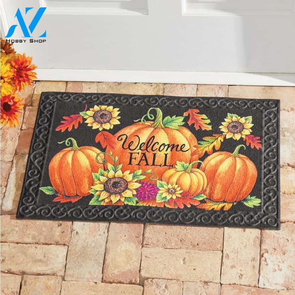 Welcome Fall Pumpkins Doormat Doormat Welcome Mat House Warming Gift Home Decor Funny Doormat Gift Idea