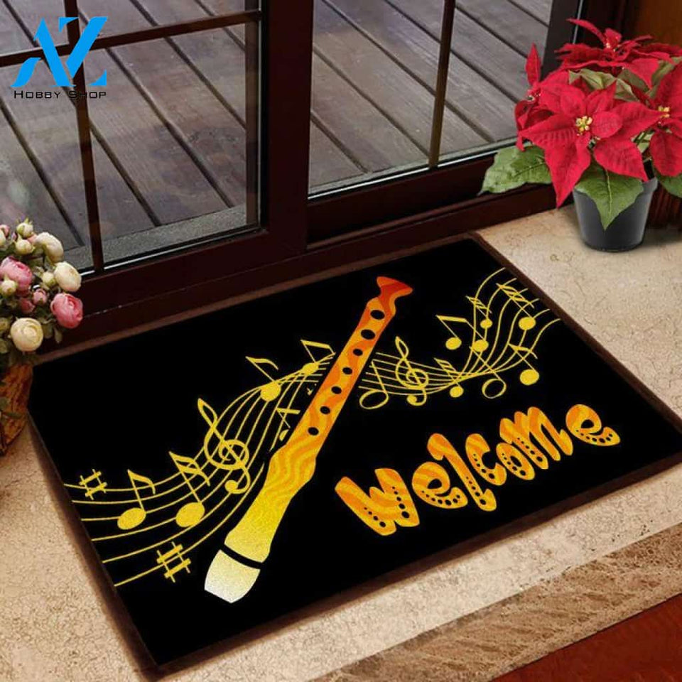 Welcome Flute Doormat Welcome Mat Housewarming Gift Home Decor Funny Doormat Gift Idea For Flute Lovers Gift For Friend