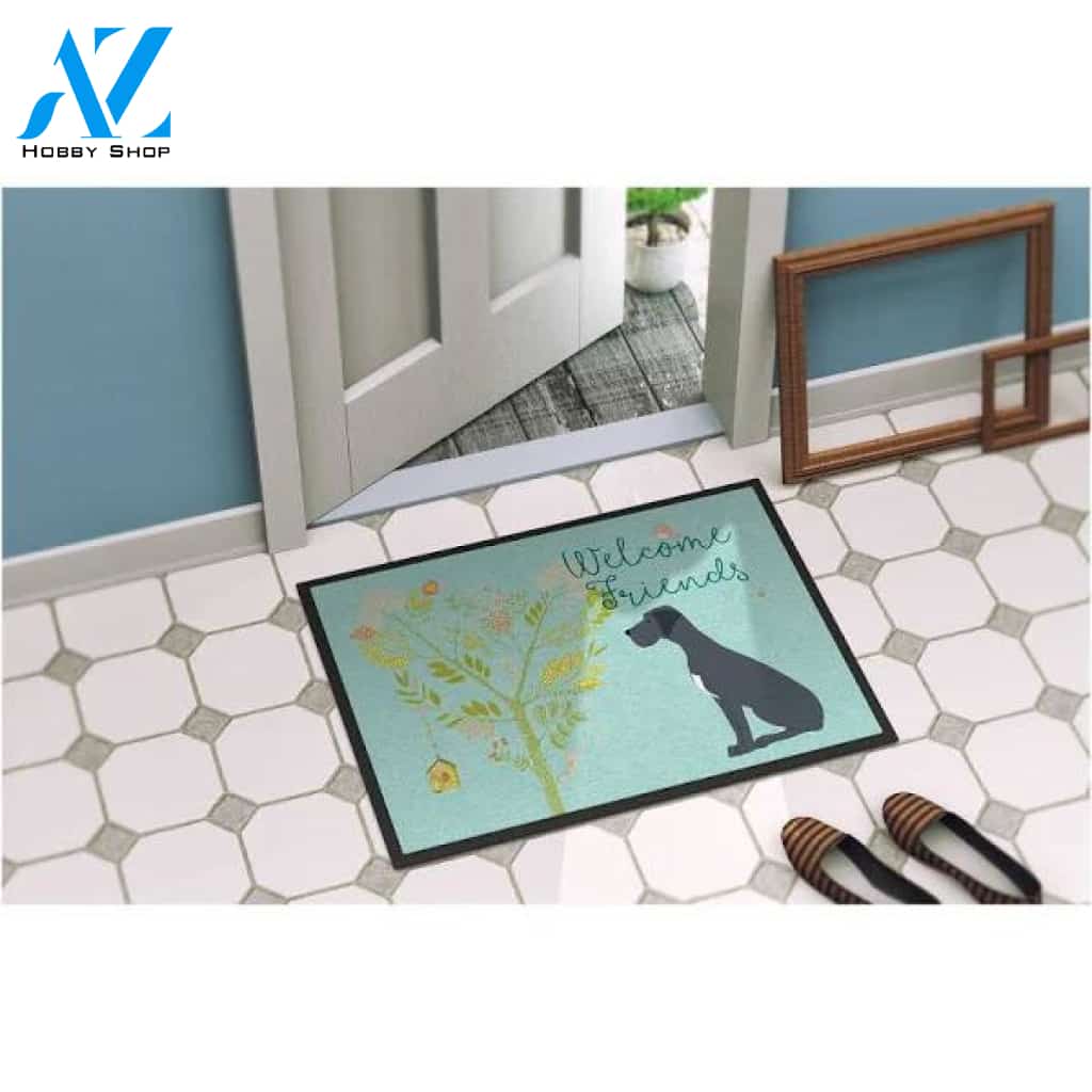 Welcome Friends Black Great Dane Dog Doormat Welcome Mat Housewarming Gift Home Decor Funny Doormat Gift for Dog Lovers
