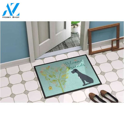 Welcome Friends Black Great Dane Dog Doormat Welcome Mat Housewarming Gift Home Decor Funny Doormat Gift for Dog Lovers