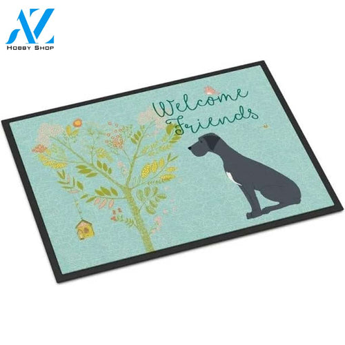Welcome Friends Black Great Dane Dog Doormat Welcome Mat Housewarming Gift Home Decor Funny Doormat Gift for Dog Lovers