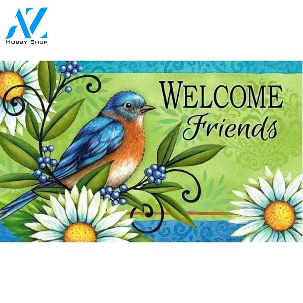Welcome Friends Bluebird Welcome Funny Doormat Warm House Gift Welcome Mat Gift for Friend Family