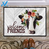 Welcome Friends Cow Doormat Welcome Mat Housewarming Gift Home Decor Farmhouse Funny Doormat Gift Idea For Cow Lovers Gift For Farmer