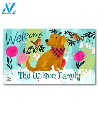 Welcome Friends Dog Personalized Doormat - 18" x 30"