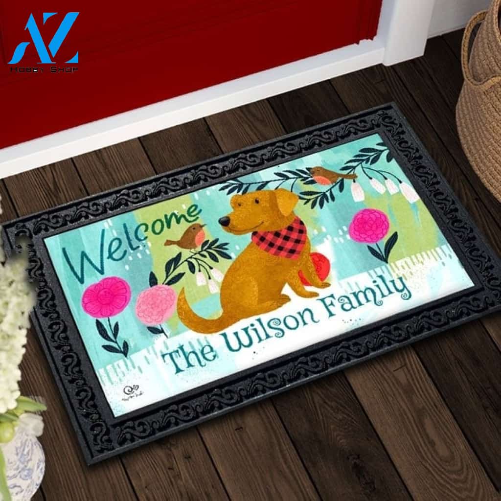 Welcome Friends Dog Personalized Doormat - 18" x 30"
