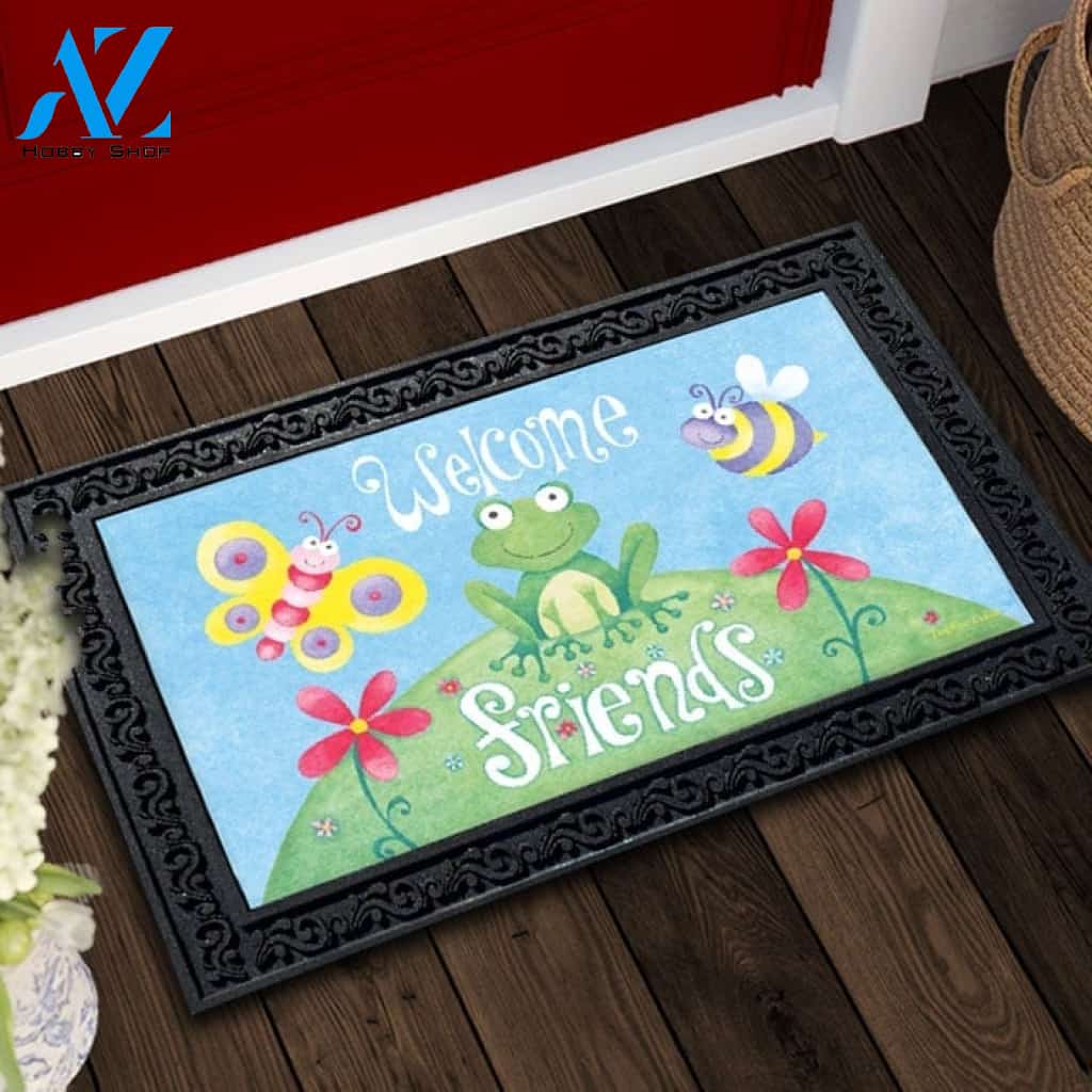Welcome Friends Frog Doormat - 18" x 30"