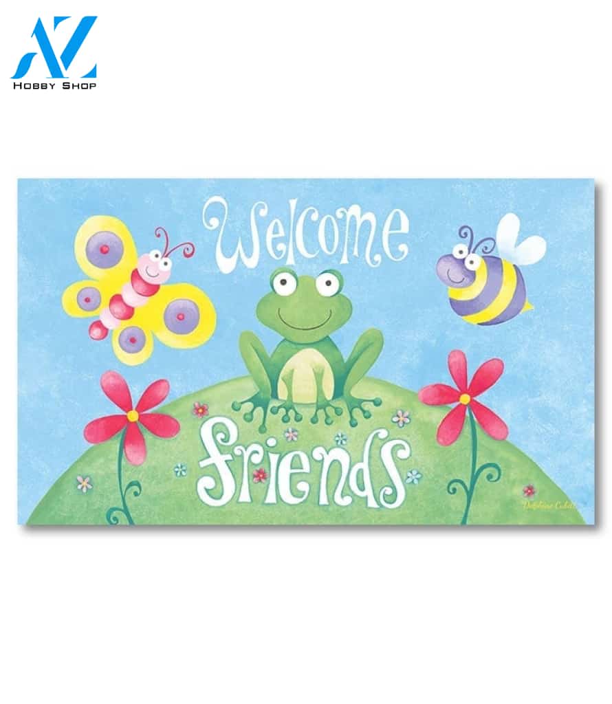 Welcome Friends Frog Doormat - 18" x 30"