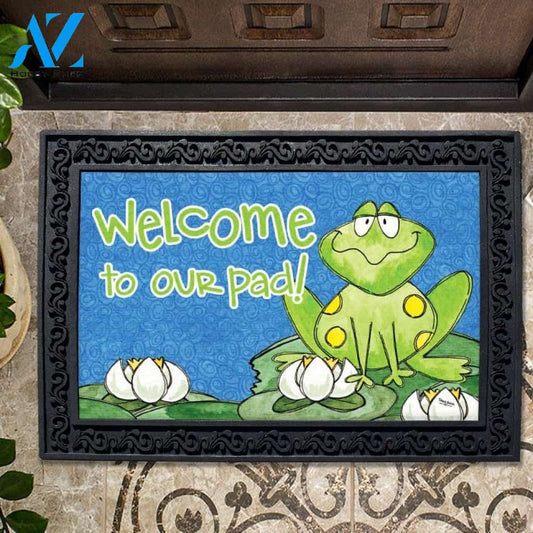 Welcome Frog and Lily Pad Doormat - 18" x 30"