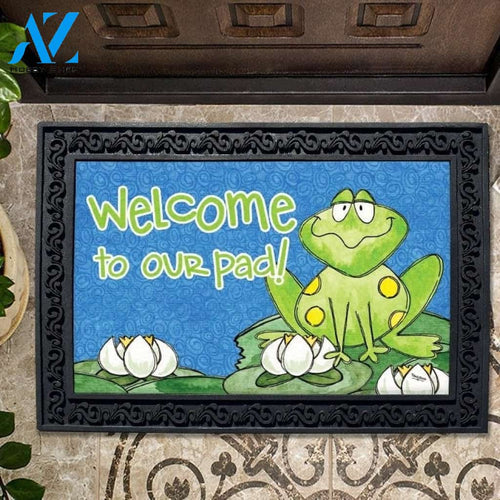 Welcome Frog and Lily Pad Doormat - 18" x 30"