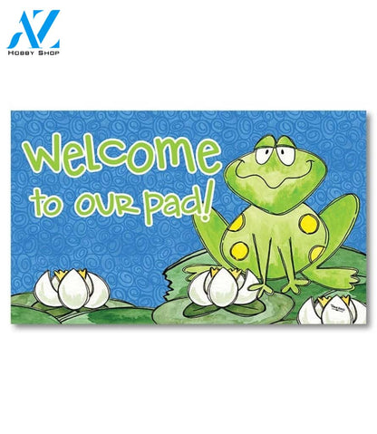 Welcome Frog and Lily Pad Doormat - 18" x 30"
