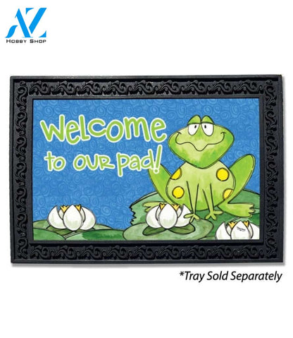 Welcome Frog and Lily Pad Doormat - 18" x 30"