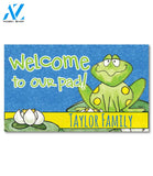 Welcome Frog and Lily Pad Personalized Doormat - 18" x 30"