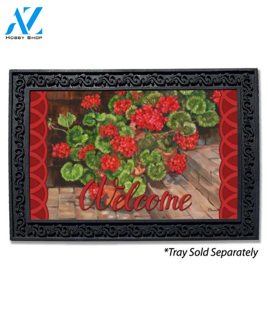 Welcome Geraniums Doormat - 18" x 30"