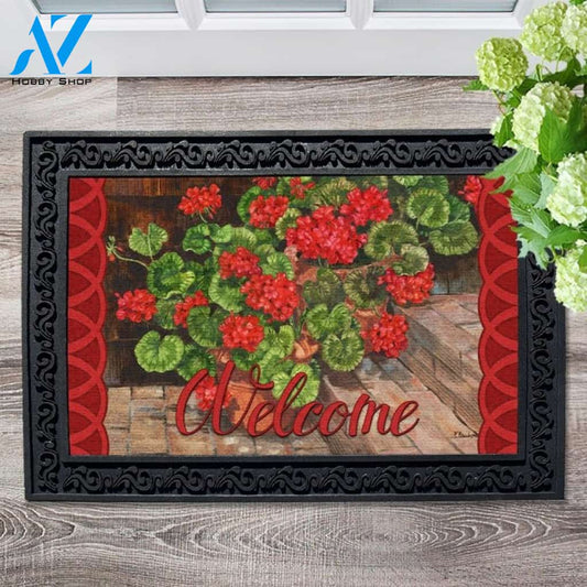 Welcome Geraniums Doormat - 18" x 30"