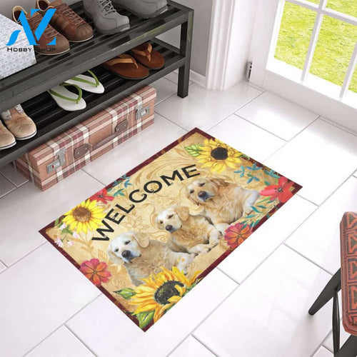 Welcome Golden Retriever Dog And Sunflower Doormat Welcome Mat Housewarming Gift Home Decor Farmhouse Funny Doormat Gift For Friend Birthday Gift