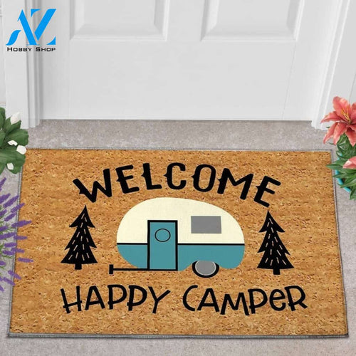 Welcome Happy Camper Doormat Welcome Mat House Warming Gift Home Decor Funny Doormat Gift Idea