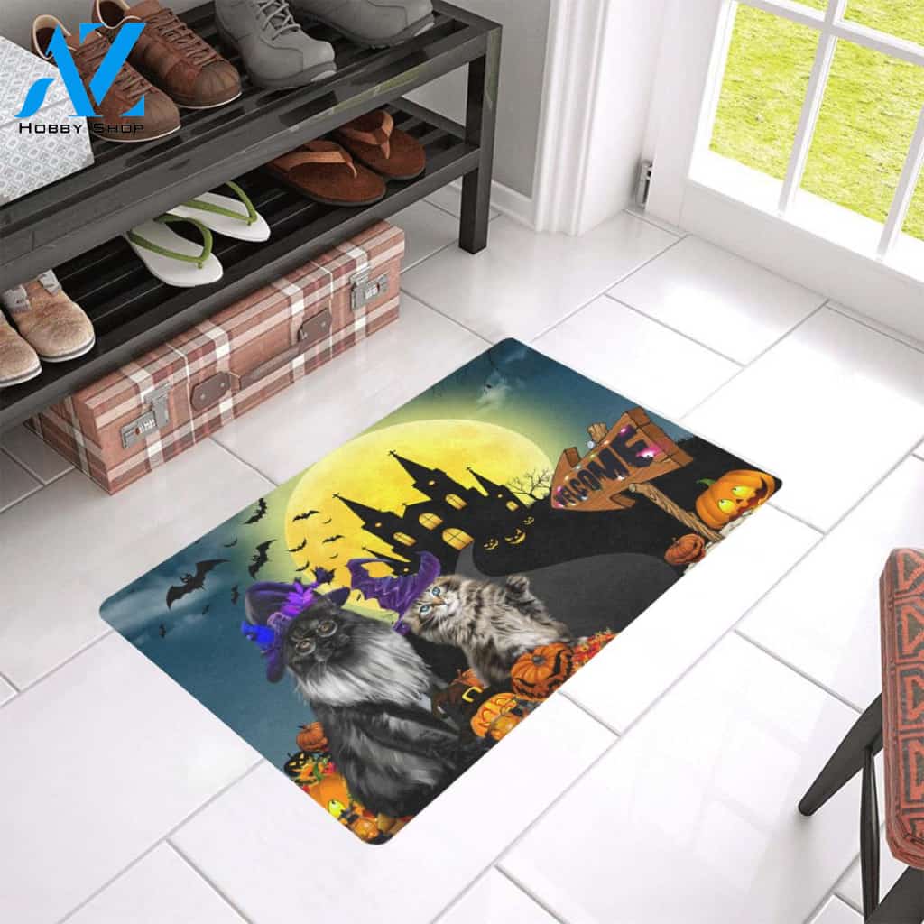 Welcome Happy Halloween Cat Doormat Welcome Mat Housewarming Gift Home Decor Funny Doormat Gift For Friend Gift For Cat Lovers Halloween Day Gift