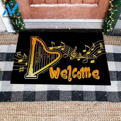 Welcome Harp Doormat Welcome Mat Housewarming Gift Home Decor Funny Doormat Gift Idea For Harp Lovers Gift For Friend