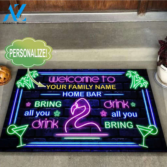 Welcome Home Bar - Cocktail Personalized Doormat