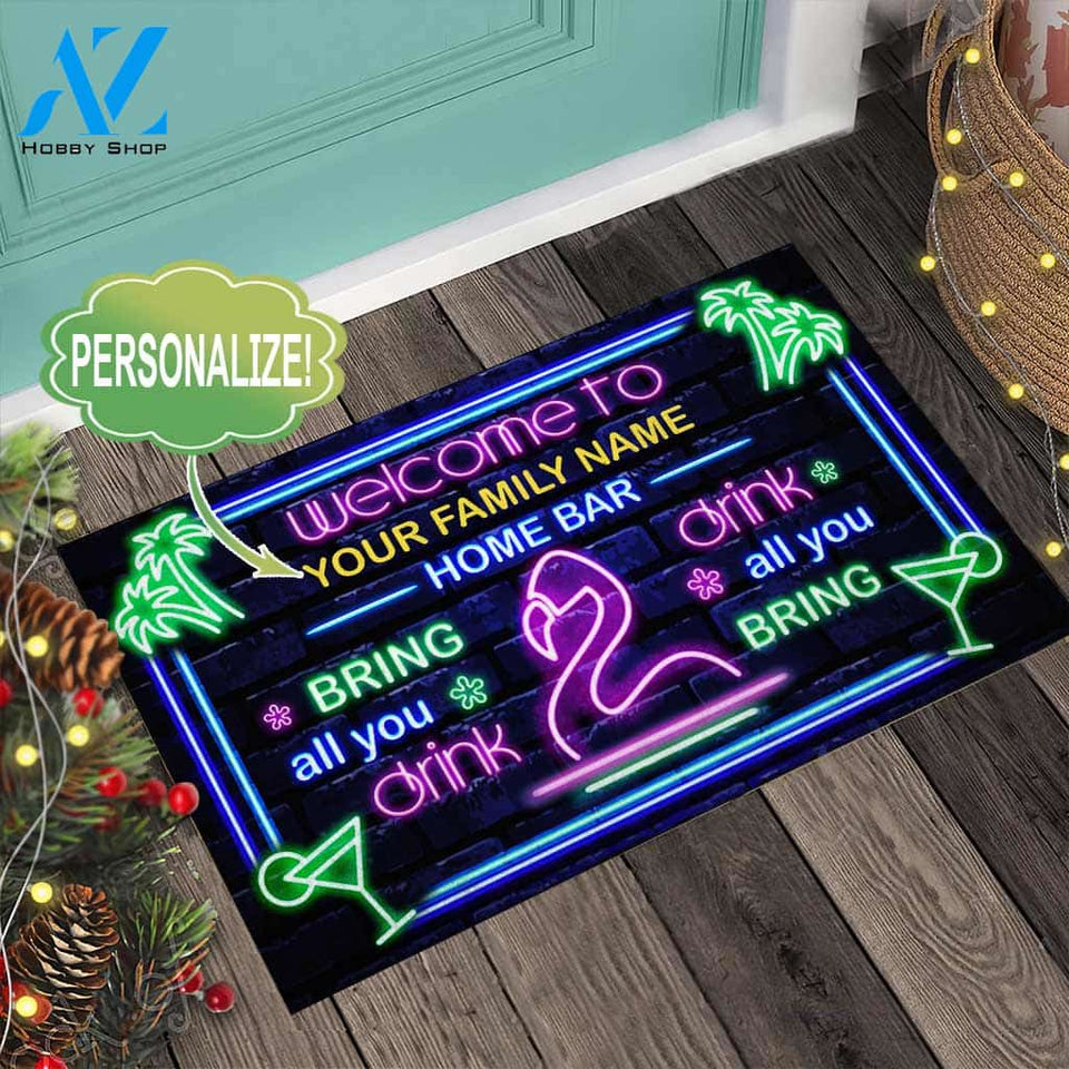 Welcome Home Bar - Cocktail Personalized Doormat