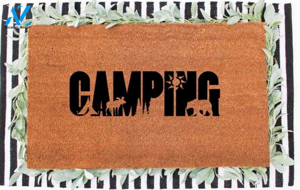 Welcome Home Camping Indoor and Outdoor Doormat Welcome Mat House Warming Gift Home Decor Funny Doormat Gift Idea