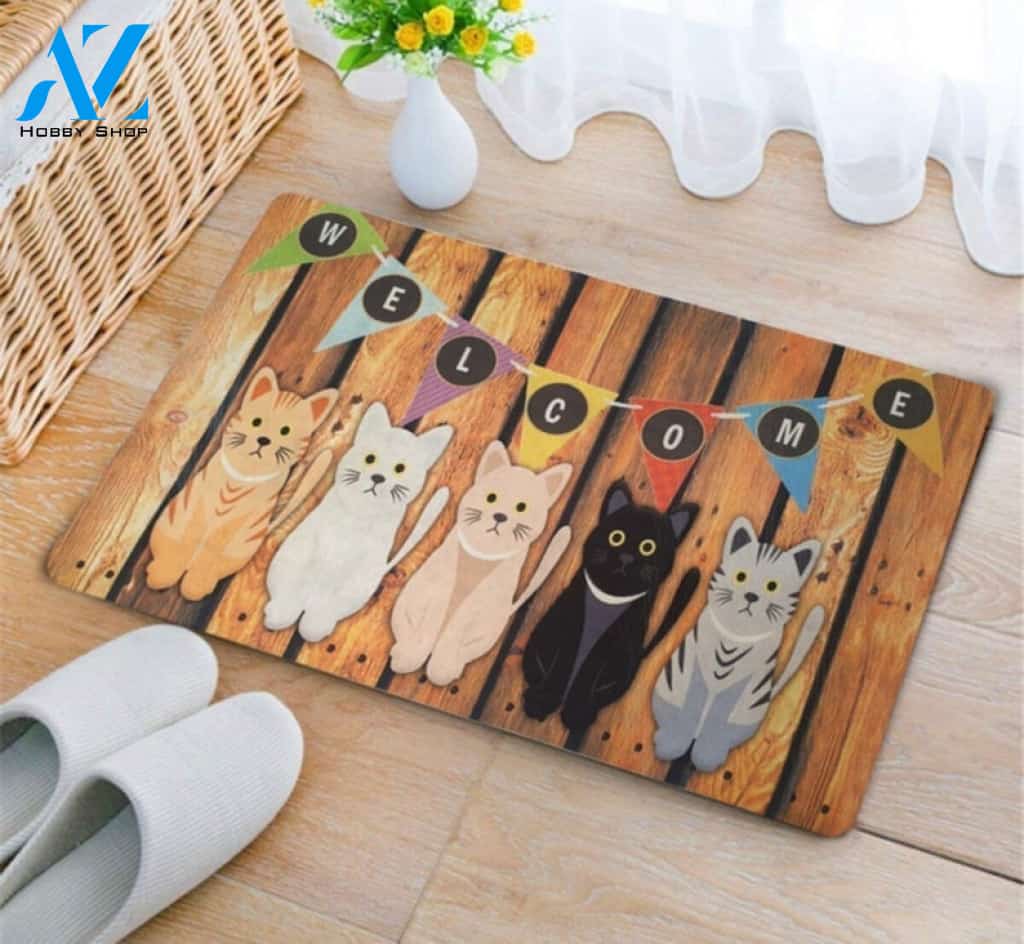 Welcome Home Cat Housewarming Gift Wedding Gift Custom Welcome Mat Indoor and Outdoor Doormat Warm House Gift Welcome Mat Gift for Friend Family