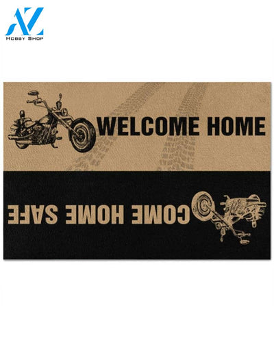Welcome Home Come Home Safe Biker Chopper Indoor And Outdoor Doormat Warm House Gift Welcome Mat Gift For Biker Chopper Lovers
