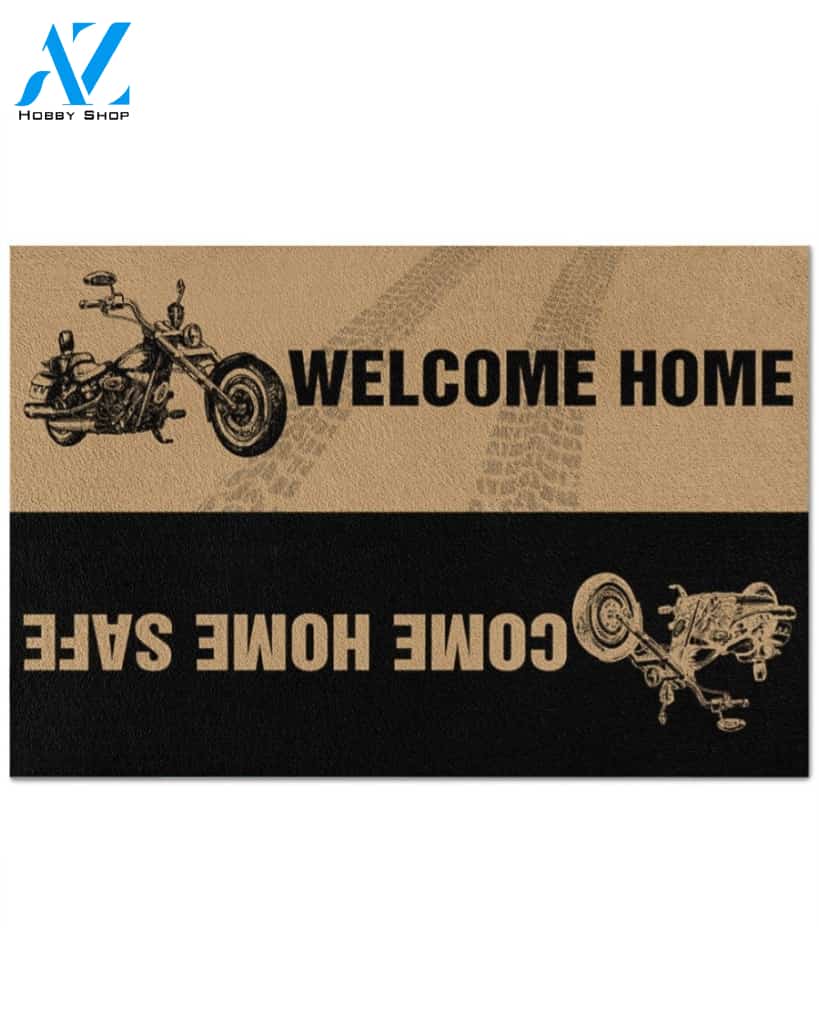 Welcome Home Come Home Safe Biker Chopper Indoor And Outdoor Doormat Warm House Gift Welcome Mat Gift For Biker Chopper Lovers