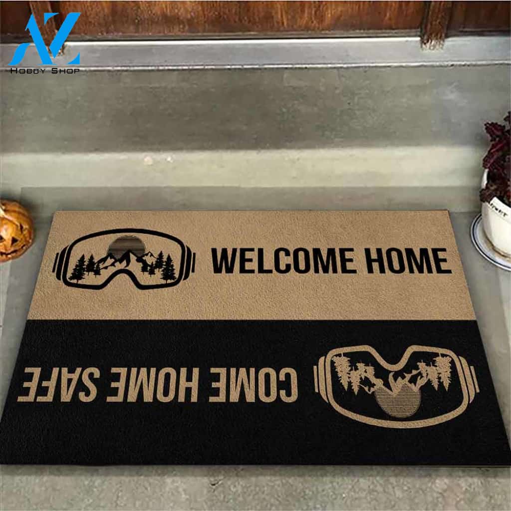Welcome Home Come Home Safe Snowboarding Doormat, Gift For Snowboarding Lovers, Gift For Thanksgiving Christmas Decor Warm House Gift Welcome Mat
