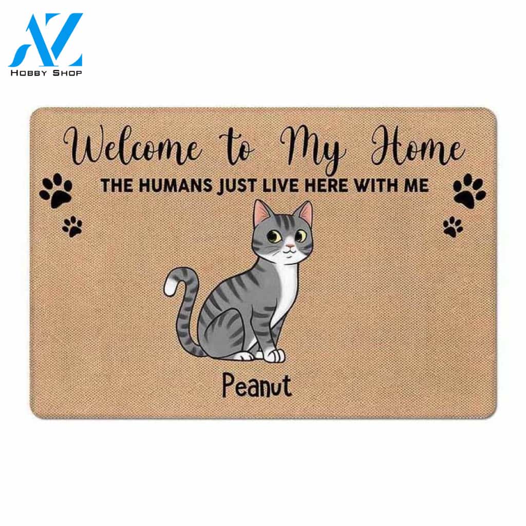 Welcome Home Cute Sitting Cats Personalized Doormat , Funny Gift ,Home Doormat ,House Warming ,Closing Gift, Funny Doormat, Welcome