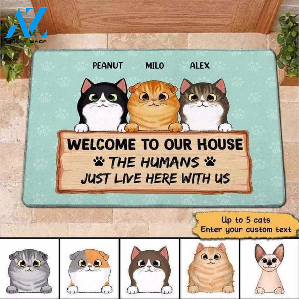 Welcome Home Fluffy Cat Personalized Doormat, Customized Doormat, Welcome Door Mat, Makes A Perfect Gift