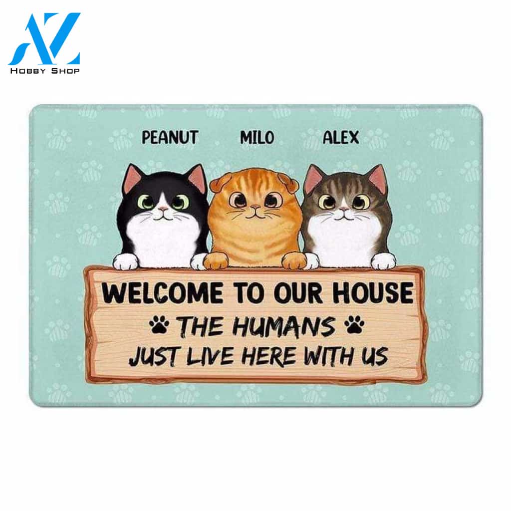 Welcome Home Fluffy Cat Personalized Doormat , Funny Gift ,Home Doormat ,House Warming ,Closing Gift, Funny Doormat, Welcome