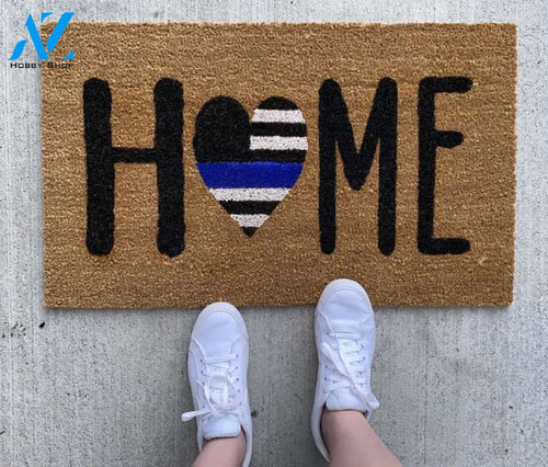 Welcome Home Police Indoor and Outdoor Doormat Welcome Mat House Warming Gift Home Decor Funny Doormat Gift Idea