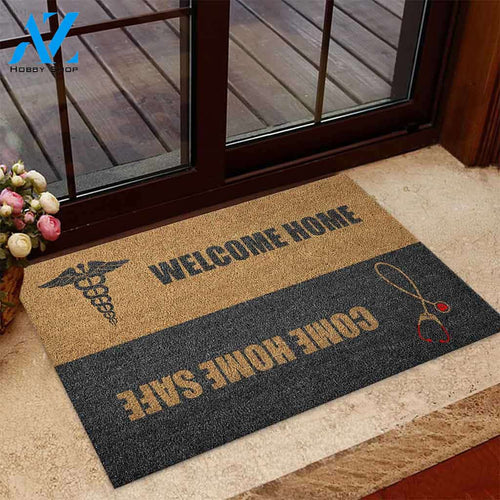 Welcome Home Safe - Nurse Doormat Gift For Nurse, Gift For Friend Family, Birthday Gift Decor Warm House Gift Welcome Mat