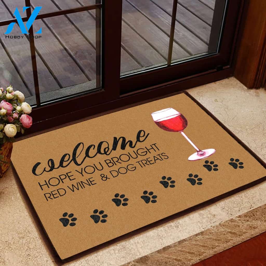 Welcome Hope You Brought Drink & Dog Treat All Over Printing Doormat