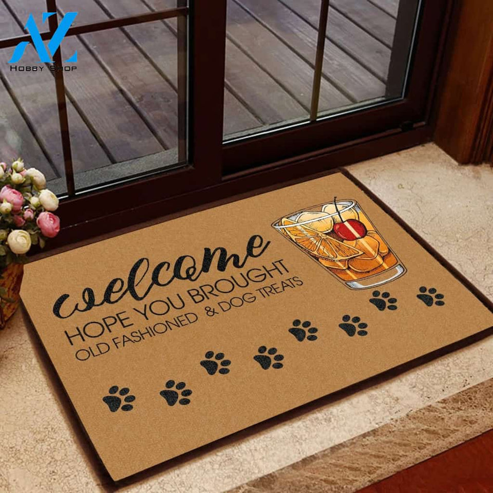 Welcome Hope You Brought Drink & Dog Treats Easy Clean Welcome DoorMat | Felt And Rubber | DO3023
