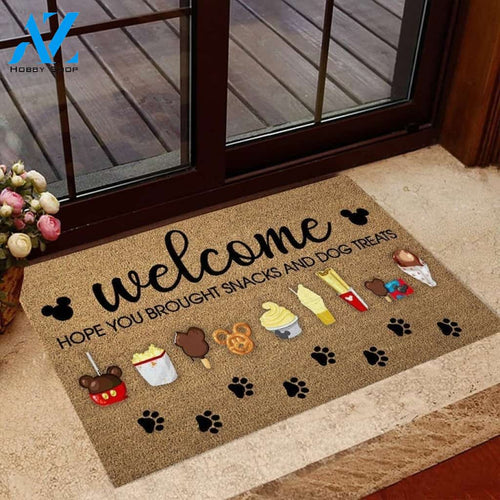 Welcome Hope You Brought Snacks And Dog Treats Door Mat Housewarming Gift Family Welcome Mat Custom Funny Doormat Welcome Mat House Warming Gift Home Decor Funny Doormat Gift Idea