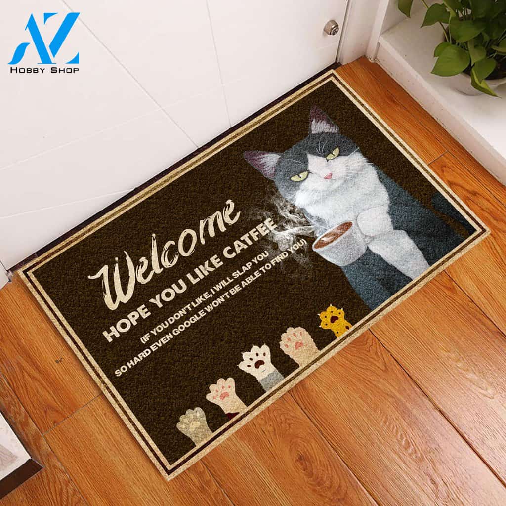 Welcome Hope You Like Catfee Cat Doormat | Welcome Mat | House Warming Gift