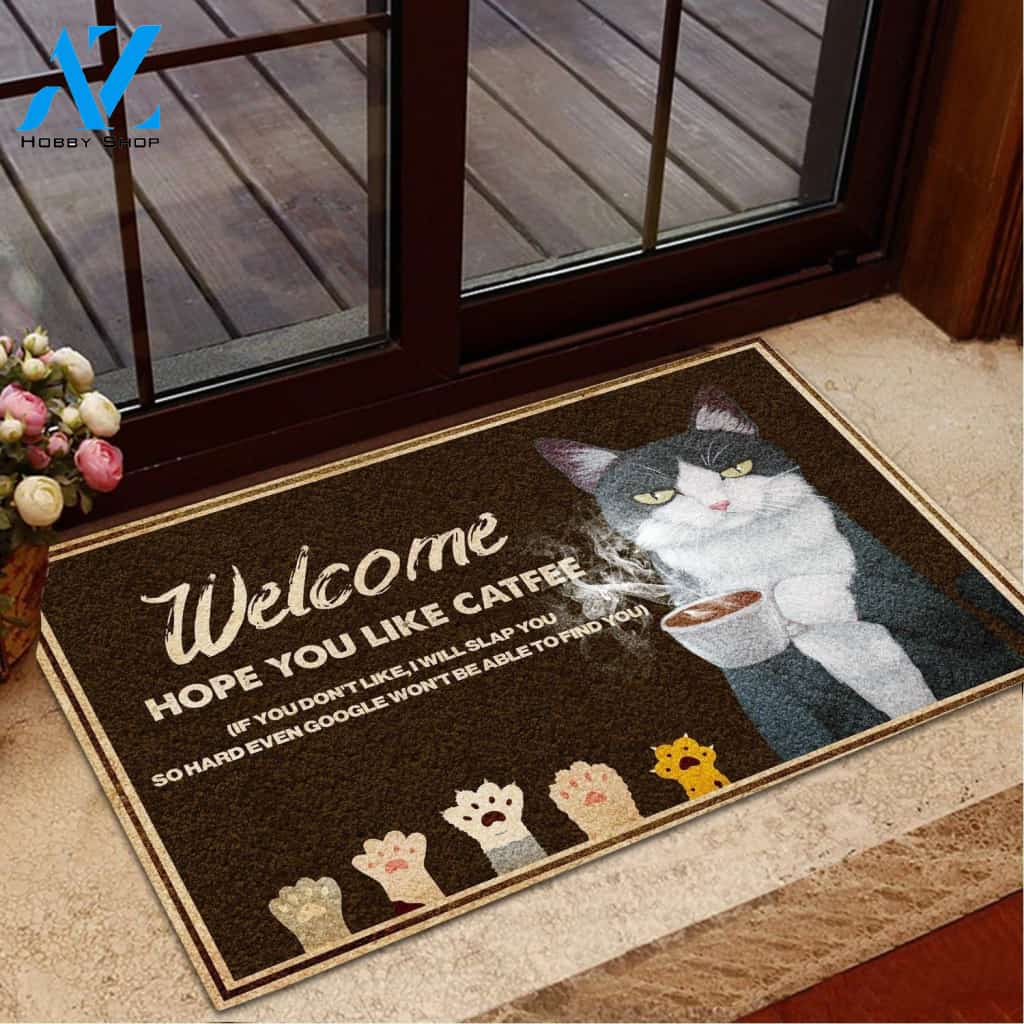 Welcome Hope You Like Catfee Printed Doormat Home Decor
